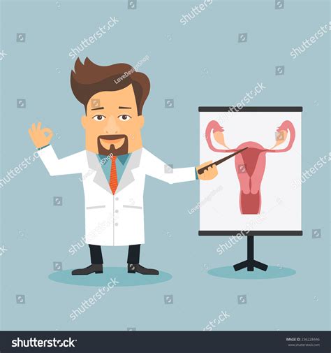 Friendly Doctor Of Gynecology Flat Cartoon Character Anatomical Shape