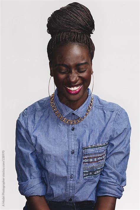 A Pretty Black Girl Laughing By Ania Boniecka Stocksy United