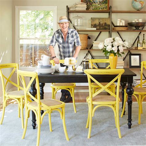 There are yellow flecks on the marble flooring, the wooden chairs have yellow cushions, the tray ceiling. 25 Dining Areas with Yellow Dining Chairs | Home Design Lover