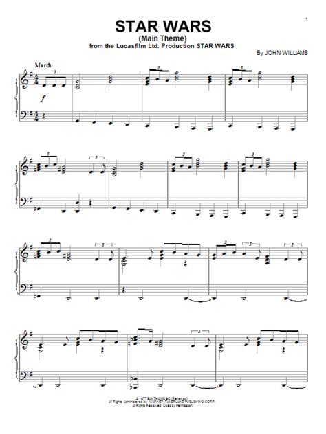 Download Or Print John Williams Star Wars Main Theme Sheet Music For Easy Piano Easy To