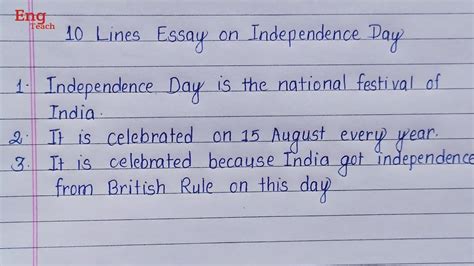 10 Lines Essay On Independence Independence Day Essay Writing