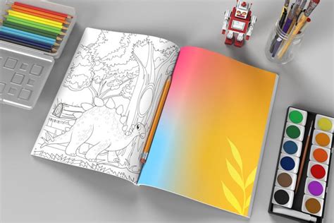 Open Coloring Book Mockup Psd Two Page Spread Mockup