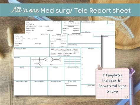 All In One Med Surg Report Sheet Telemetry Sbar Nurse Etsy