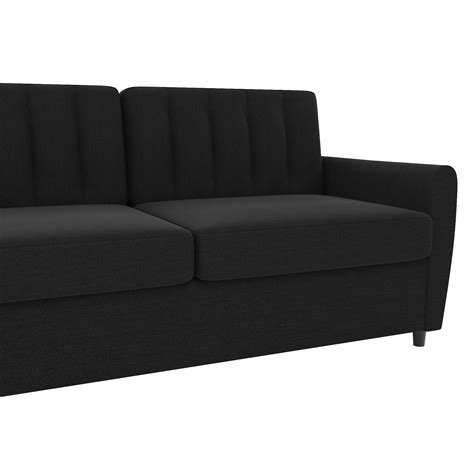 Novogratz Brittany Sleeper Sofa With Memory Foam Mattress Queen Dark Gray Linen
