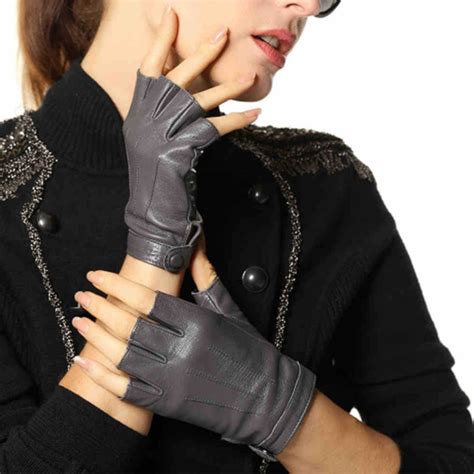 Womens Sheepskin Sports Gloves Fitness No Finger Woman Gloves Driving