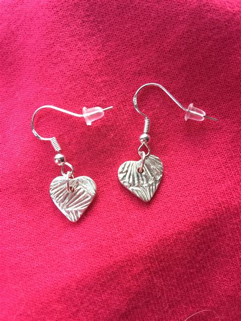 Heart Shaped Dangle Earrings Handmade In Solid Silver Etsy
