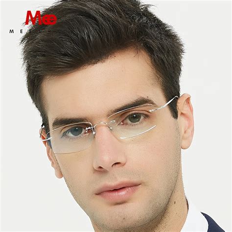 meeshow titanium eye glasses frame for men ultralight rimless eyeglasses women prescription