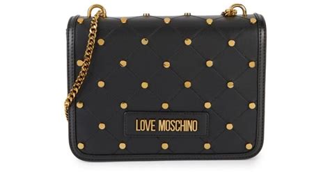 Love Moschino Womens Studded Quilted Shoulder Bag Black Lyst