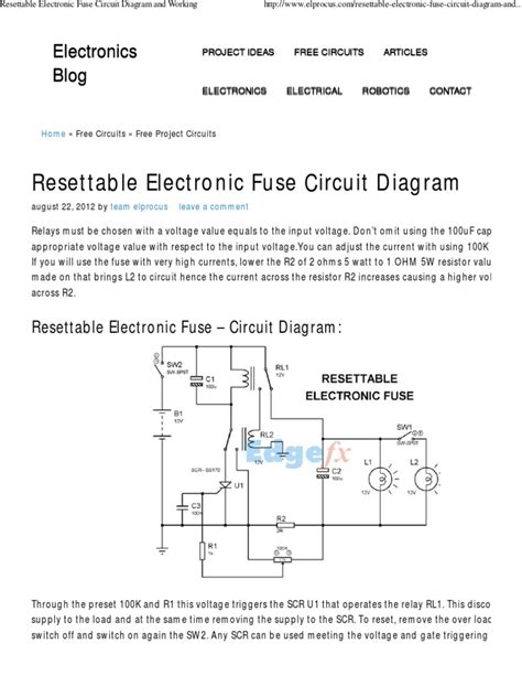 Resettable Electronic Fuse Circuit Diagram And Working 1 Pdf