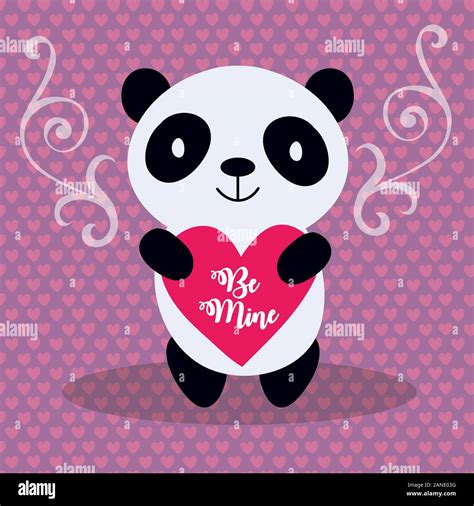 Valentines Day Card With Cute Panda Stock Vector Image And Art Alamy