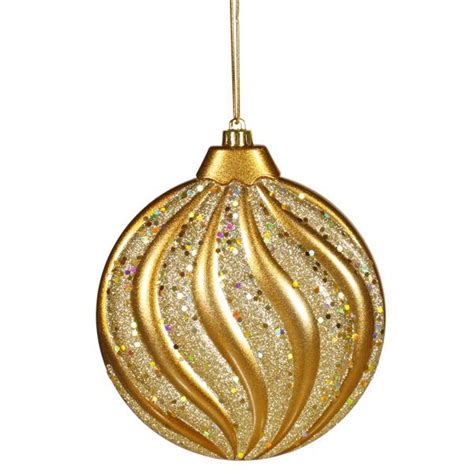 Gold Christmas Ornaments Gold Matte And Glitter Swirl Shatterproof Christmas Disc Ornamen