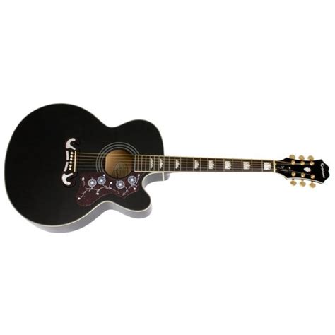 The oversized select maple body's natural projection complements the crisp character of the solid spruce top with an. Epiphone EJ 200SCE Electro Acoustic Guitar Black
