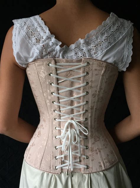 victorian corset c 1880 alice in pastel rose brocade coutil etsy