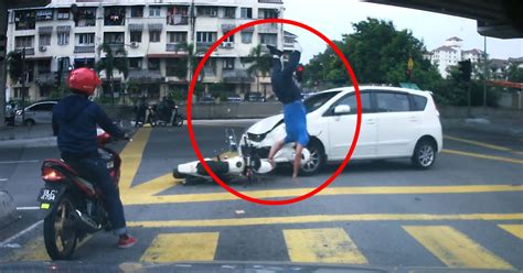 Viral Video Shows How An Accident In KL Sent A Motorcyclist Flying