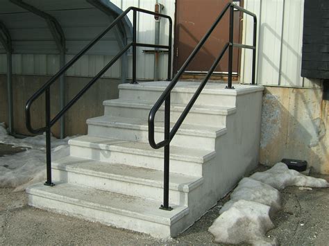Outdoor stair railing kits can complement your metal deck railing systems while providing a graspable metal stair handrail for family and friends. Exterior Stair Railings | Custom metal fences | Custom ...