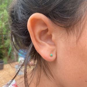 Tiny Turquoise Stud Earrings Gold Silver Minimalist Stud Etsy
