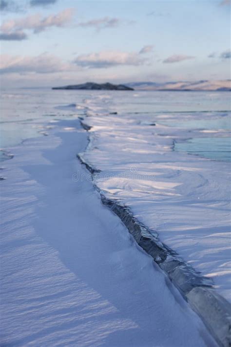 Lake Baikal Crack In Ice Winter Landscape Stock Photo Image Of