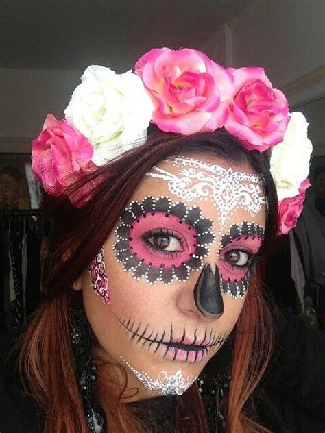Fullhalf Sugar Skull Makeup For Halloween Or Dia De Los Muertos