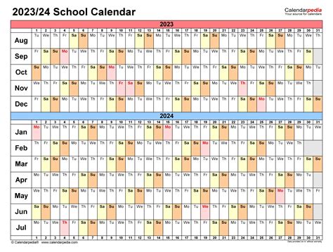 School Calendars 20232024 Free Printable Word Templates