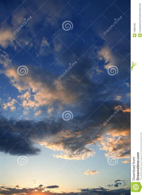 Dramatic Red Blue Sky On Sunset Evening Stock Image