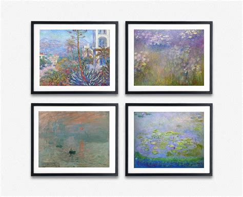 Claude Monet Prints Set Of 4 Monet Landscape Paintings