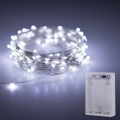 Battery Powered Led Fairy Lights W Silver Wire 13ft Super Bright Leds