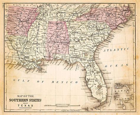 Map Of Southern States Usa 1883 Photos Framed Prints Puzzles