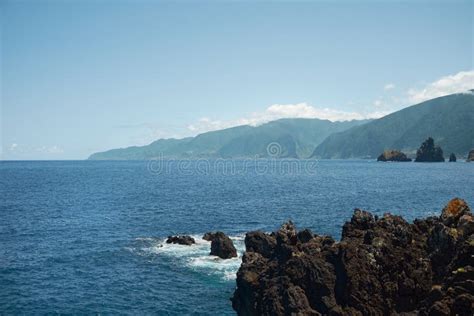 Madeira Island Coastline Volcanic Rock Formation Atlantic Ocean