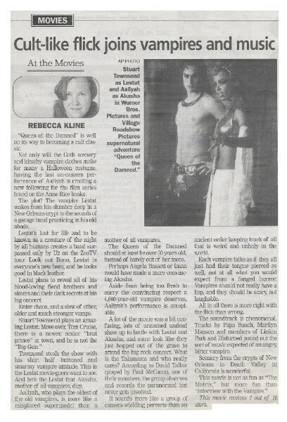 Aaliyah Cult Like Flick Joins Vampires And Music Newspaper Article