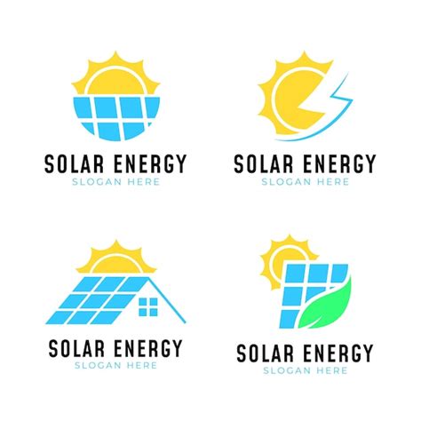 Colección De Logos De Energía Solar Con Concepto De Panel Y Sol
