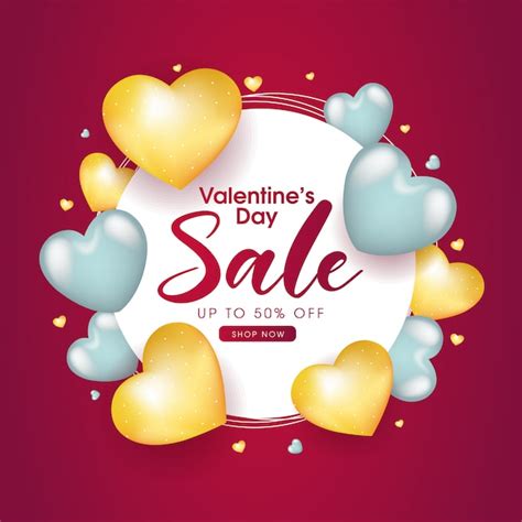 Premium Vector Valentines Day Sale Background With Heart Shaped Balloons