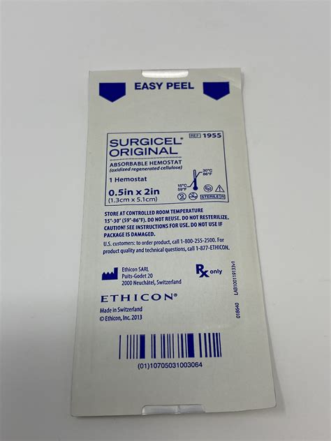 New Ethicon 1955 Surgicel Original Absorbable Hemostat 05in X 20in 1