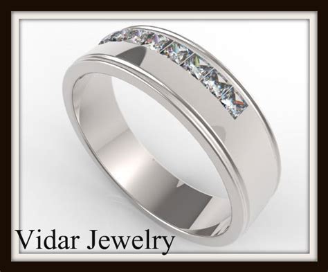 Mens Princess Cut Diamonds Wedding Ring Vidar Jewelry Unique Custom