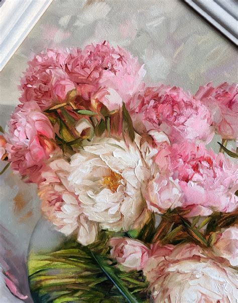 Peony Oil Painting Original Canvas Large Painting Flowers In Etsy