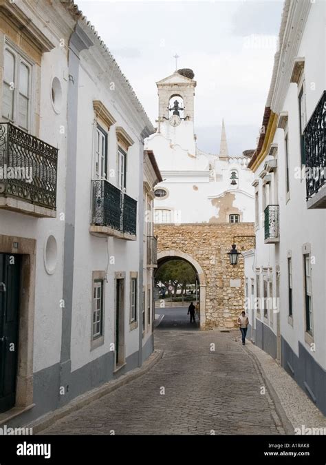 A Deserted Street In Faro Old Town Portugal Stock Photo Alamy