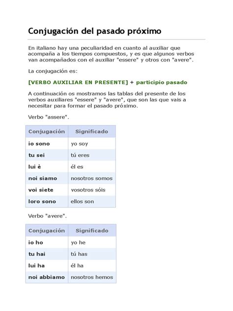 Ejercicios De Passato Prossimo En Italiano - Passato Prossimo | PDF | Verbo | Unidades Semánticas