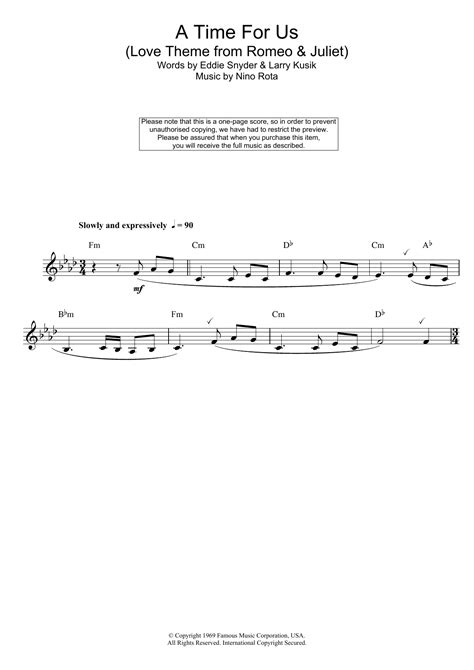 Chorus 1 a e f#m e d juliet, the dice was loaded from the start. A Time For Us (Love Theme from Romeo and Juliet) Sheet ...