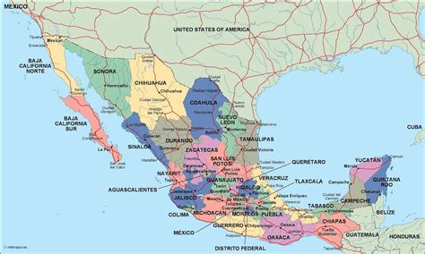Mexico Political Map Eps Illustrator Map Vector World Maps