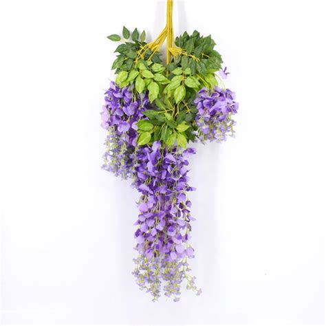 buy 12pcs set 110cm artificial wisteria fake garden flowers vines hanging outdoor home decor at