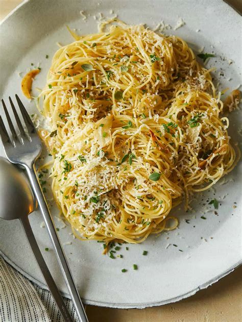Capellini With Garlic Lemon And Parmesan Spoon Fork Bacon