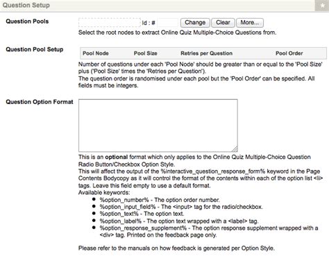 Configuring An Interactive Quiz Online Quiz Manuals Squiz Matrix