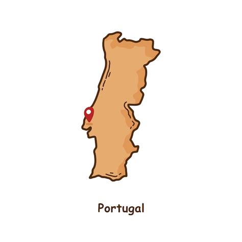 Mapa Dibujado A Mano De Portugal Con Dise O De Dibujos Animados De L Nea Simple Moderna De Color