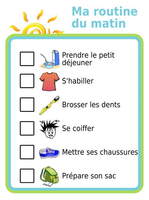 Make A Morning Routine In French Crianças Escola E Atividades