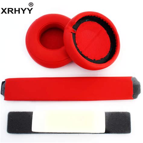 Xrhyy Red Headphones Replacement Headband Ear Pad Earpads Cushion Set