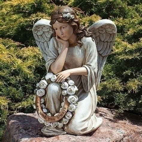23 White And Brown Vintage Distressed Memorial Angel With Wreath