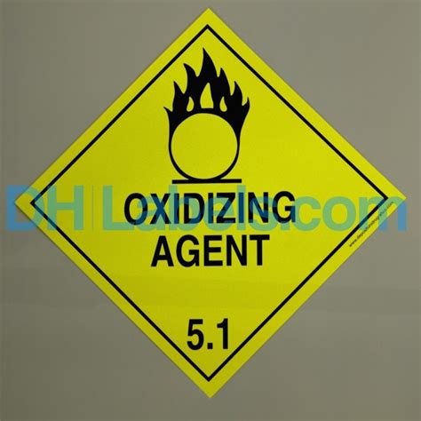Oxidizing Substances Hazard Placard Self Adhesive Single Unit