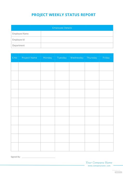 Blank Weekly Project Status Report Template In Microsoft Word