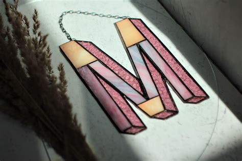 Stained Glass Letters For Home And Holiday Decor In Warm Pink Etsy