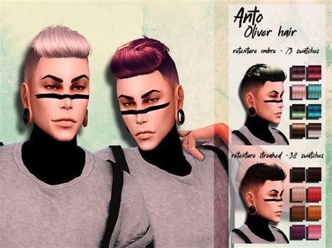 Male Hair Recolor Retexture Anto Oliver By Honeyssims4 At Tsr Sims 4