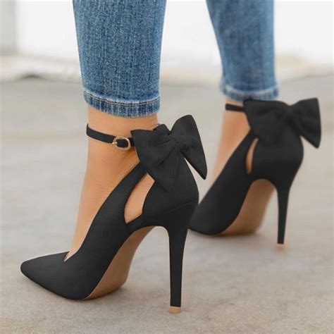 New Bow Pumps Women High Heels Pointed Toe Stiletto Pumps Sexy Party